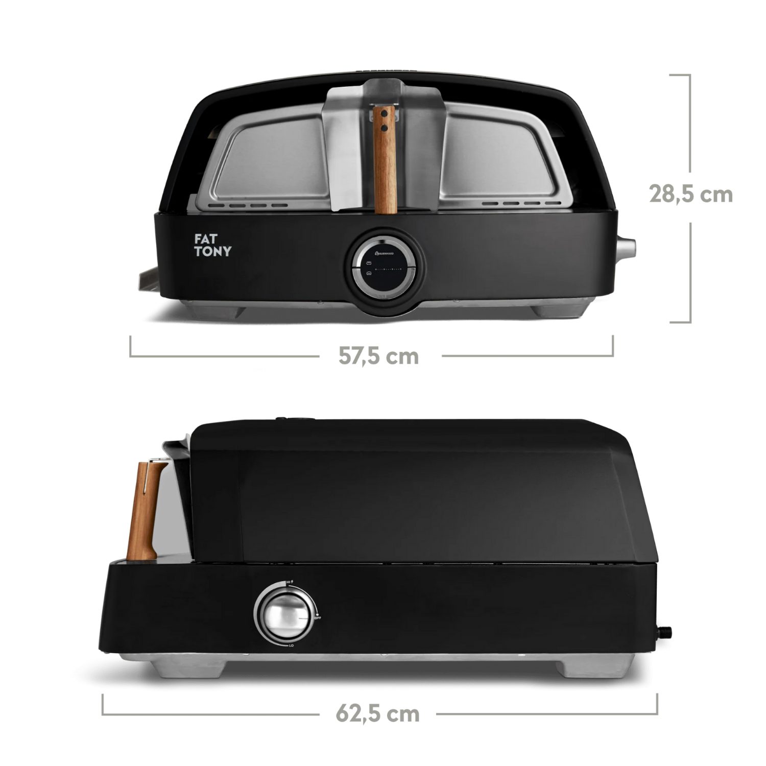 BURNHARD® Gas-Pizzaofen Gas-Pizzaofen FAT TONY, Fat TONY, 450 °C, Tragbarer 8 kW Outdoor Ofen für Pizza, Cordierit-Pizzastein 35 x 38 cm