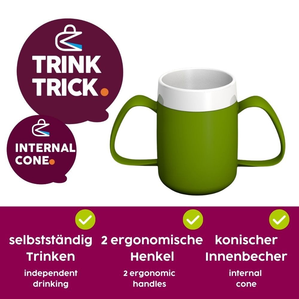 Ornamin Schnabelbecher 2-Henkel-Becher mit Trink-Trick, Trinkhilfe l Pflegegeschirr l Alltagshilfe l Motorikeinschränkung – Bild 2 von 5
