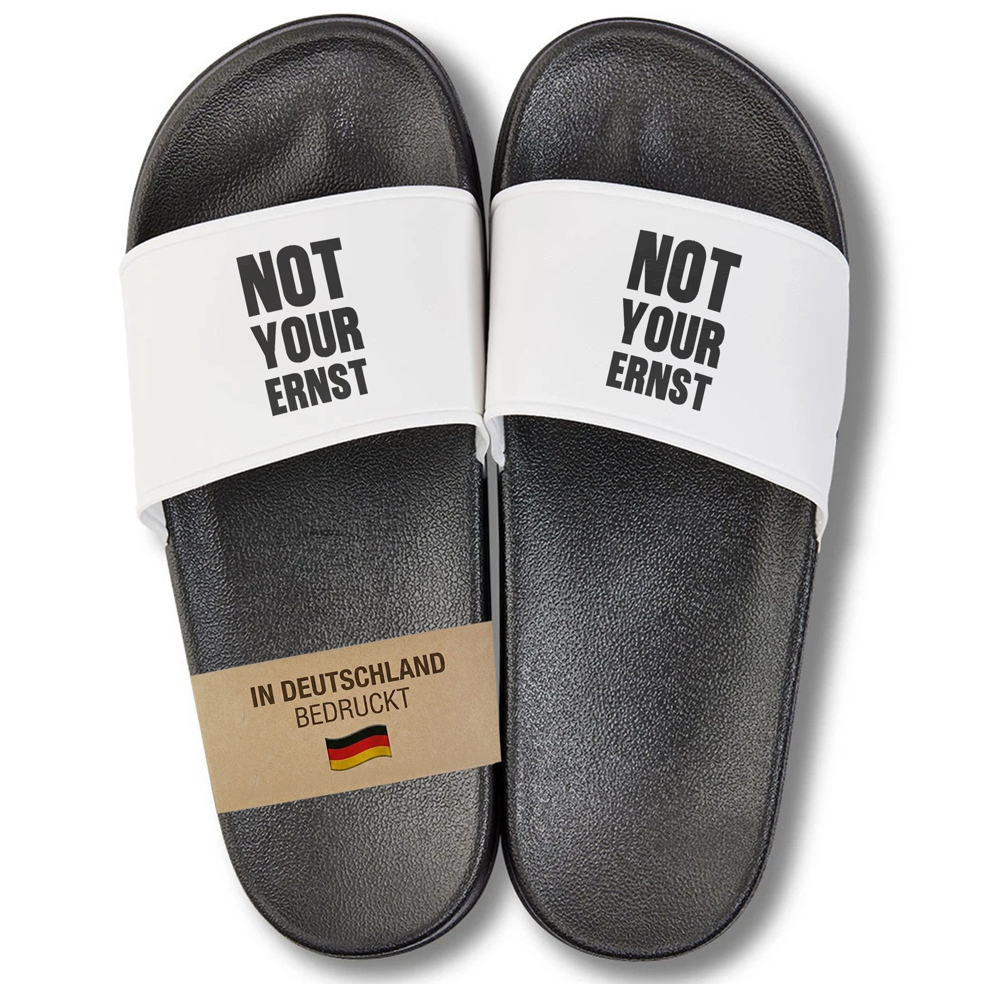 22Feels Lustiges Geschenk Geburtstag JGA Badelatschen Not Your Ernst Spruch Badepantolette IN DEUTSCHLAND BEDRUCKT