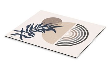 Posterlounge Alu-Dibond-Druck Olga Telnova, Sonnenuntergang unter Palmen, Wohnzimmer Minimalistisch Grafikdesign