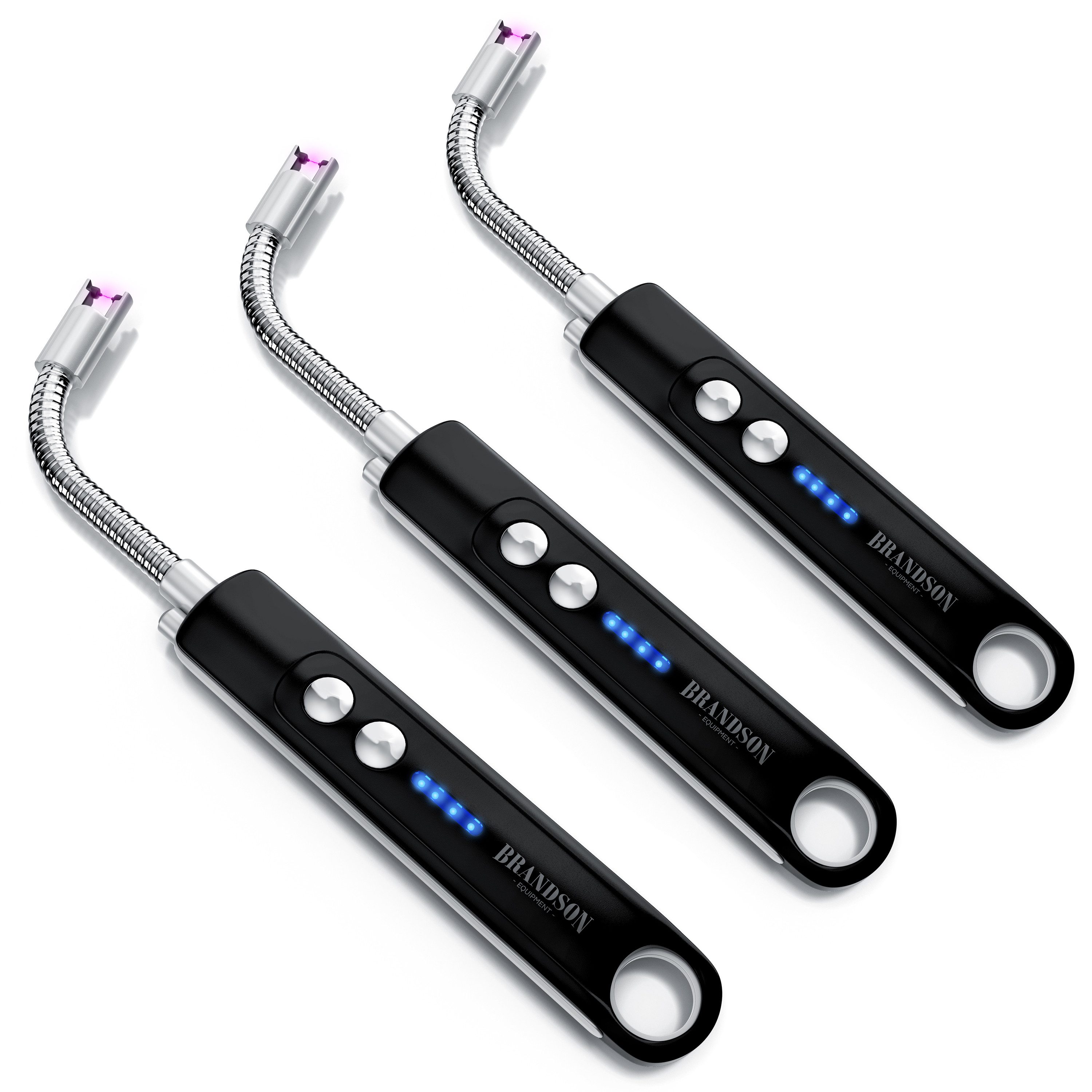 Brandson Feuerzeug elektrisch, Lichtbogen Stabfeuerzeug USB aufladbar (3-St), Kerzenanzünder für Küche, Kerzen, Gasherde, Grill, Kamin