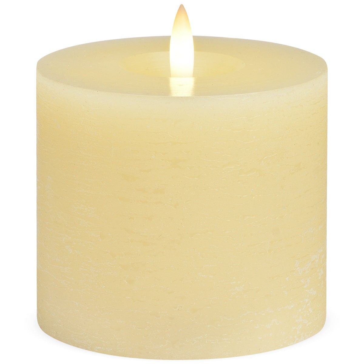 LED-Kerze LED Stumpen-Kerzen 4er Set Echtwachs-Kerzen flackernd 10x9 cm Creme