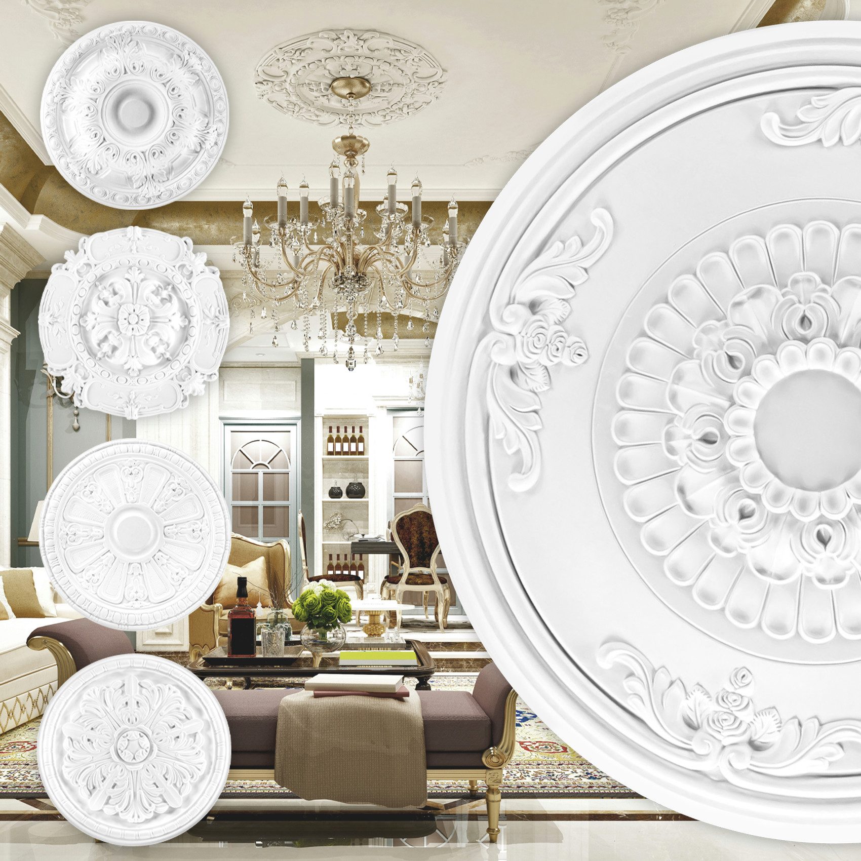 Grand Decor Wanddekoobjekt R121 (Stuckrosette aus günstig online kaufen