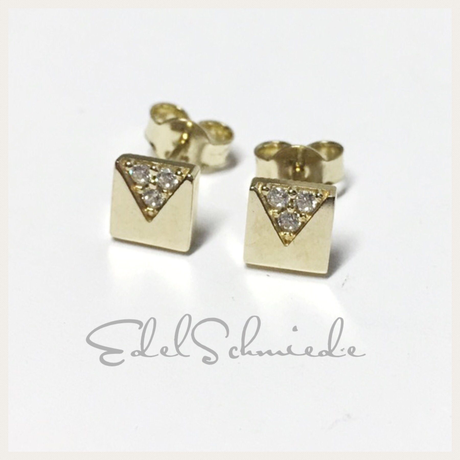 Edelschmiede925 Schmuckset Edelschmiede925 Ohrstecker 333 Gelbgold mit Zirkonia viereckig
