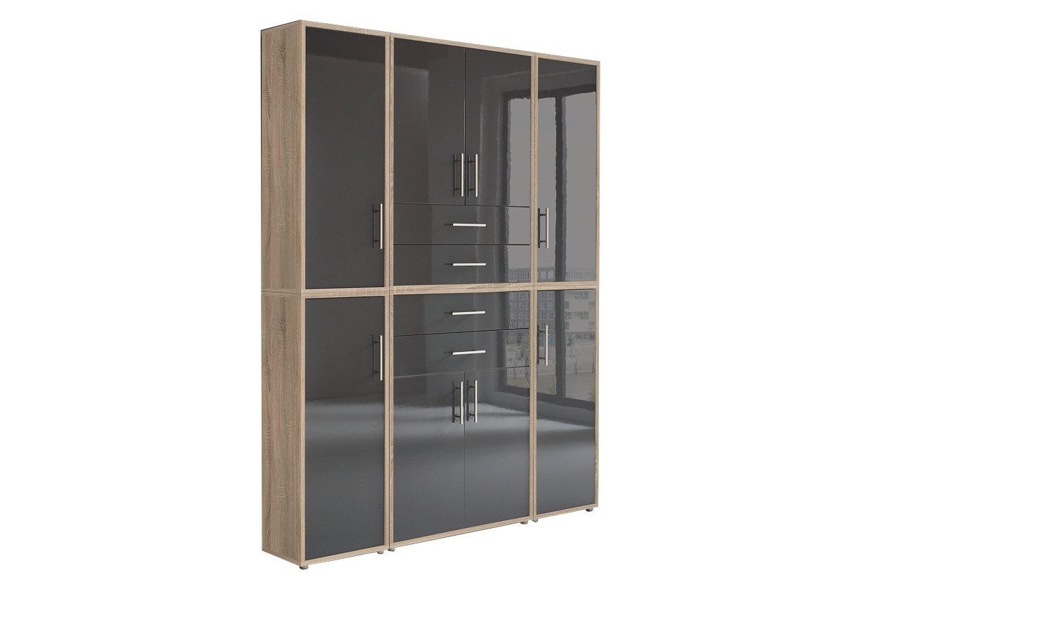 BMG Möbel Aktenschrank Office Edition (Set 19, Büroschrank mit Metallgriffen) Made in Germany