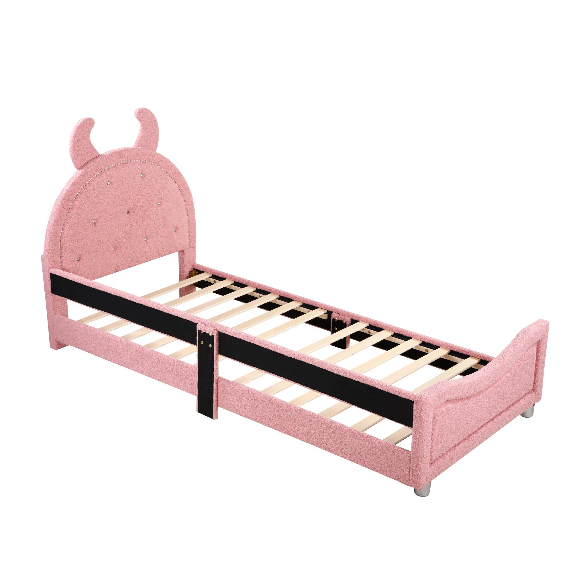 90*200cm, mit Bett), Rückenlehne multifunktionales rosa weiches Matratze Bett Schlafsofa WISHDOR ohne (Bettgestell Teddystoff Kinderbett Polsterbett Einzelbett