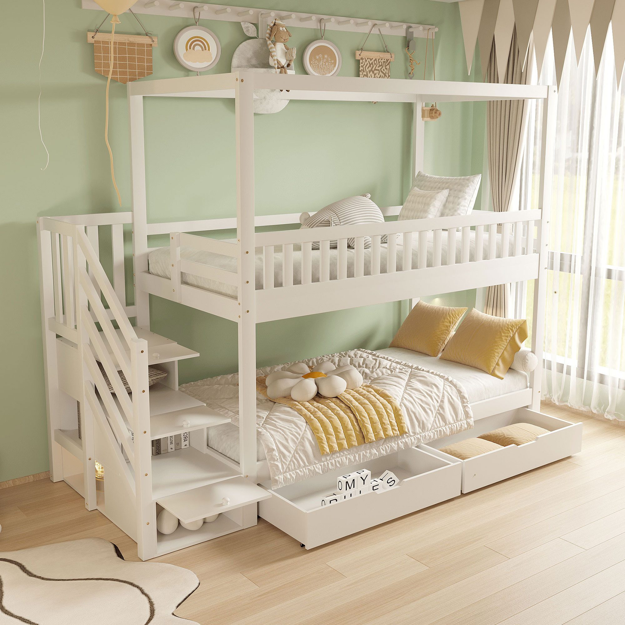 Flieks Etagenbett, Massivholz Kinderbett 90x200cm mit günstig online kaufen