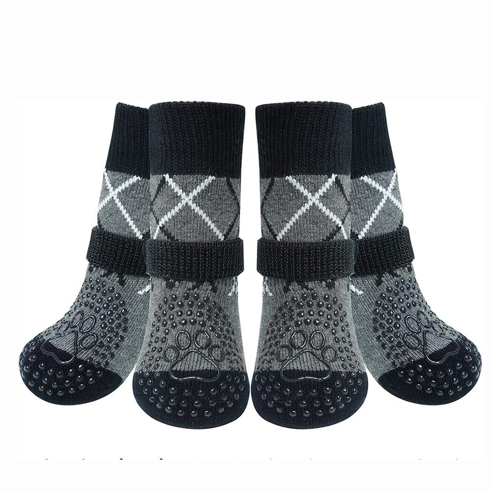 Zaewry Pfotenschutz 4 Stück Hundesocken Anti-Rutsch, (Doppelseitige mit Verstellbaren Riemen), für Innenbereich