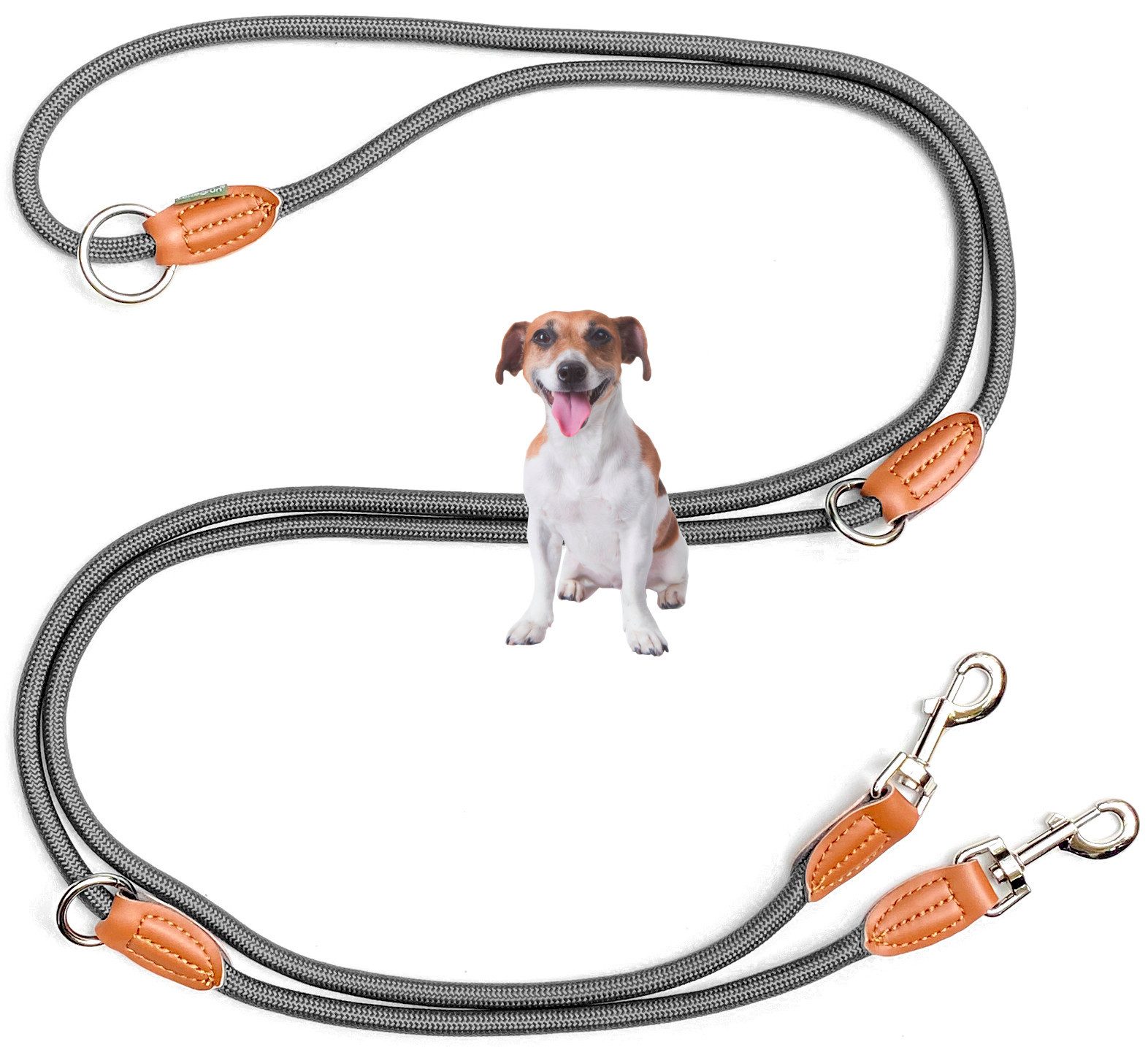 Leisegrün Hundeleine für kleine Hunde, 3m, 3-fach verstellbar, Nylon, Doppelleine für 2 Hunde, Führleine, Freihandleine, Trainingsleine