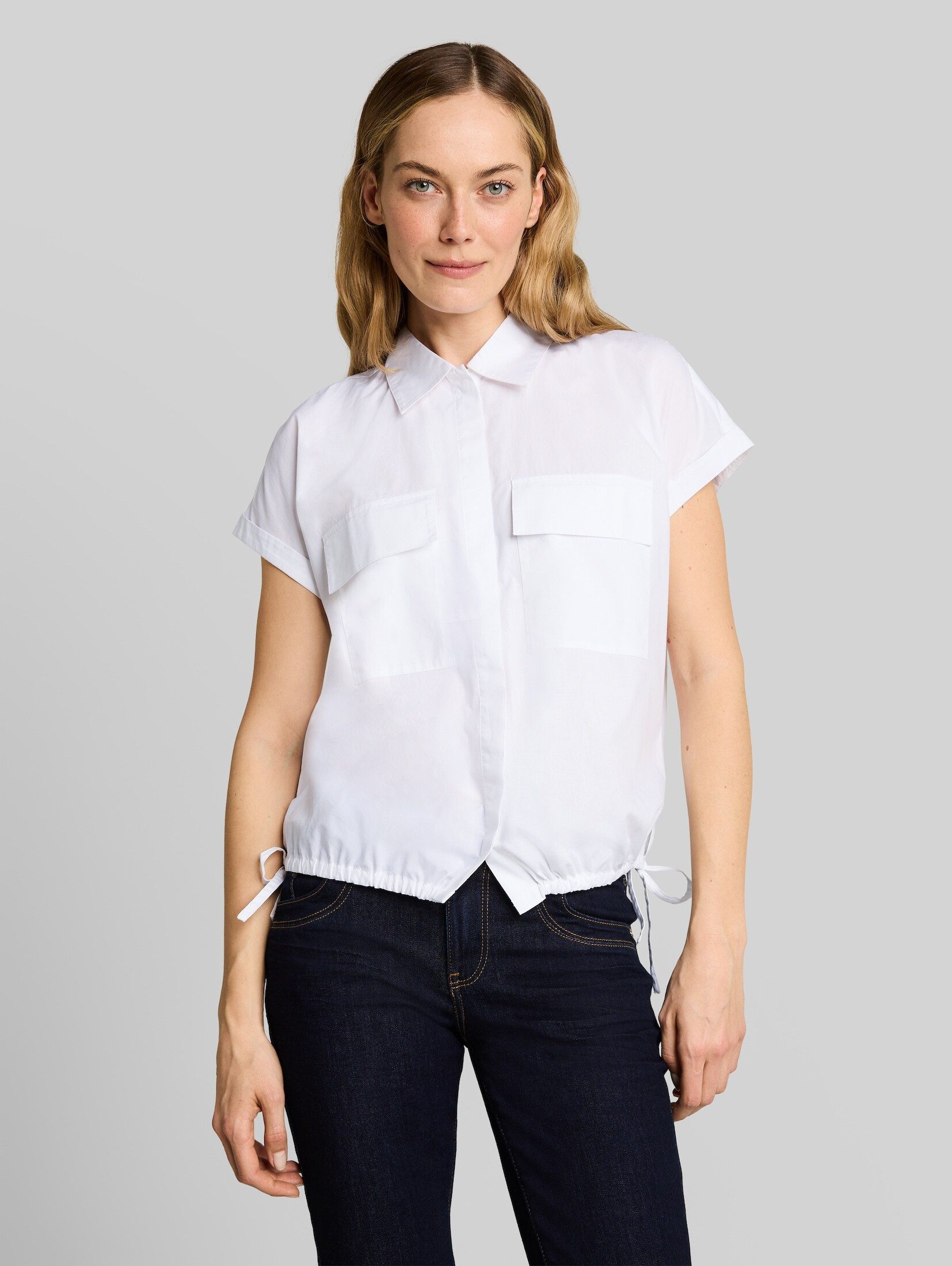 TOM TAILOR Kurzarmbluse Blusen & Shirts Loose Fit Popeline Bluse
