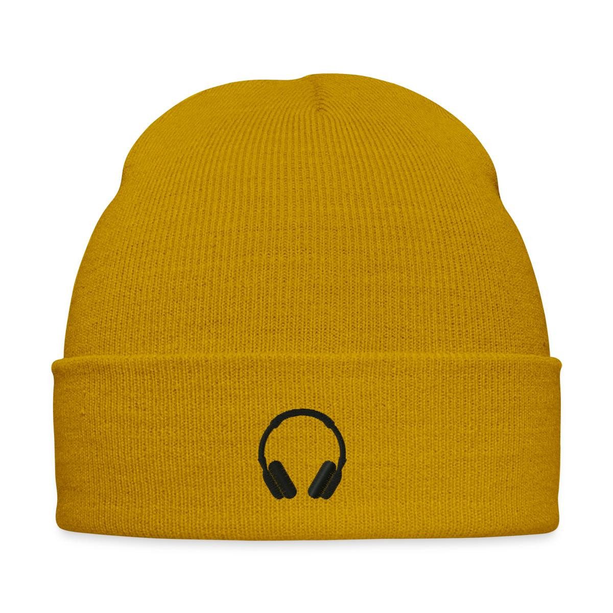 Spreadshirt Beanie Kopfhörer bestickt Musik Stick Bestickte Wintermütze (1-St)