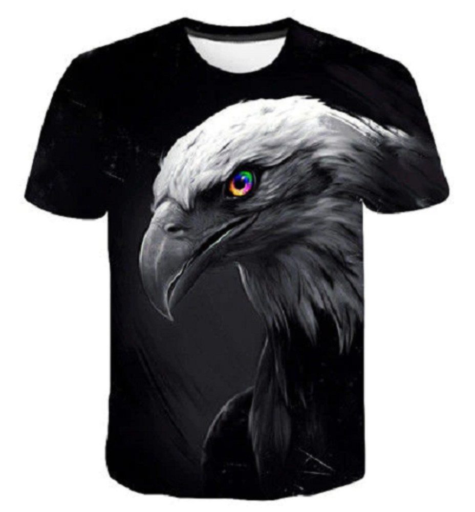 T-Shirt 3D-Druck T-Shirt (Unisex/Rundhals) - Tierwelt + Natur: Weißer Adler