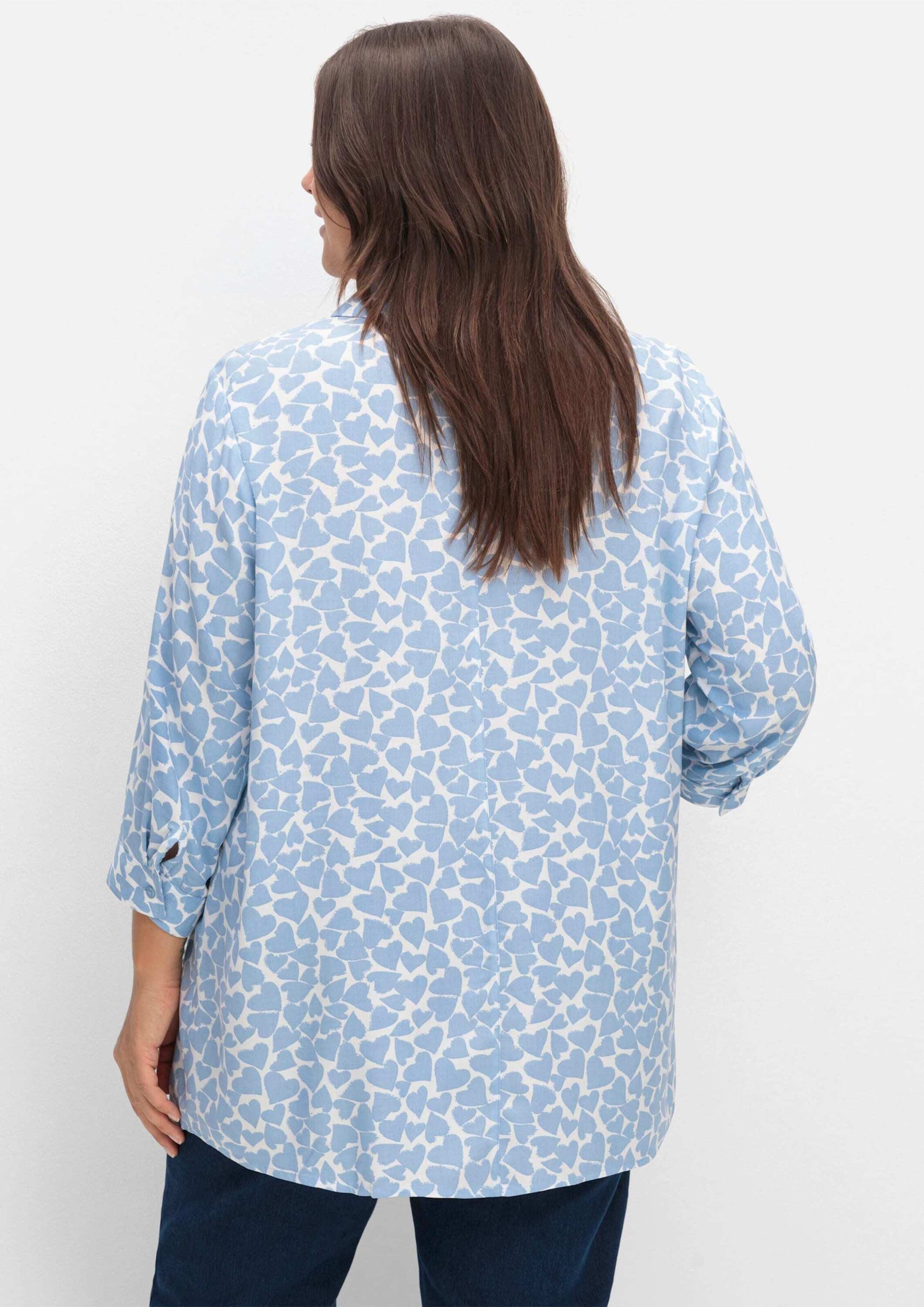Sieh an! Klassische Bluse Longbluse 3/4-Arm