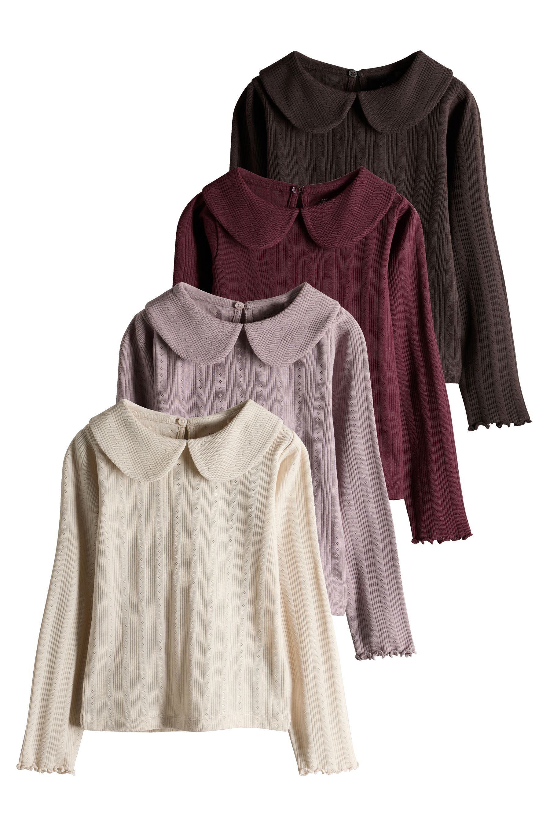 The Set Langarmshirt The Set Langarmshirts mit Lochmuster, 4er-Pack (4-tlg)