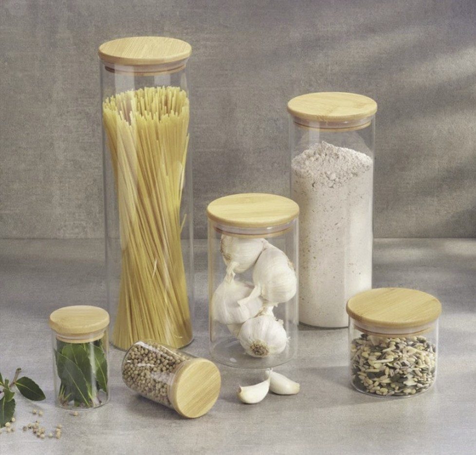 Qulinart by Brandt Aufbewahrungsdose 7er-Set Glasbehälter mit Bambusdeckel