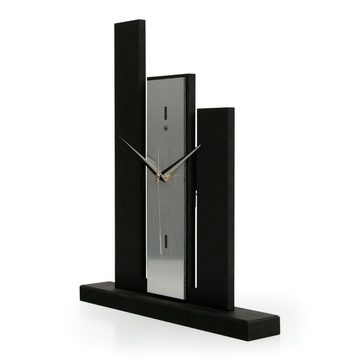 Kreative Feder Standuhr Designer-Standuhr „Stairs“ aus Holz, schwarze Tischuhr in modernem Metallic-Look ohne Ticken