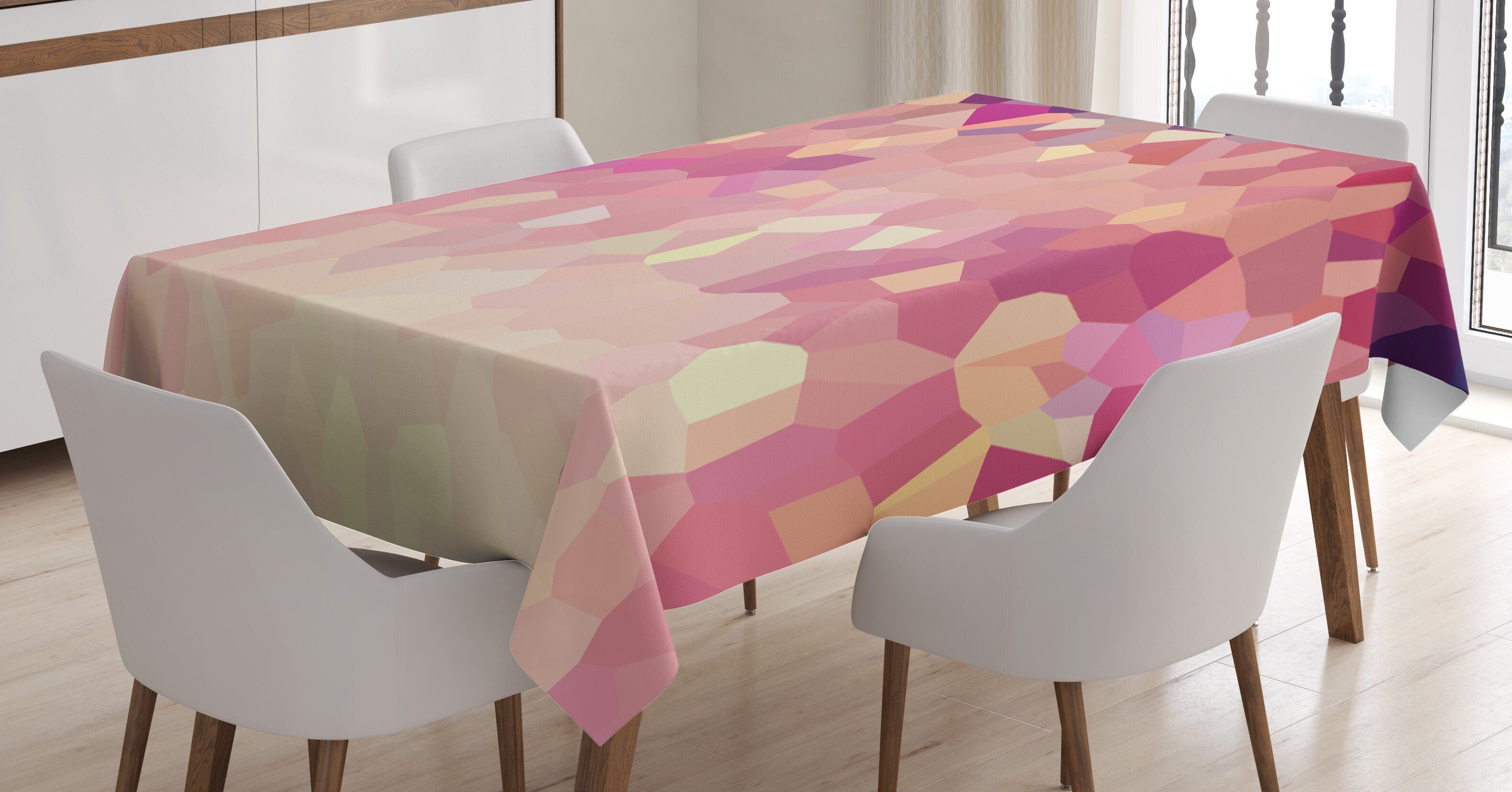 Abakuhaus Tischdecke Farbfest Waschbar Für den Außen Bereich geeignet Klare Farben, Panne Abstrakt Blush Polygonal