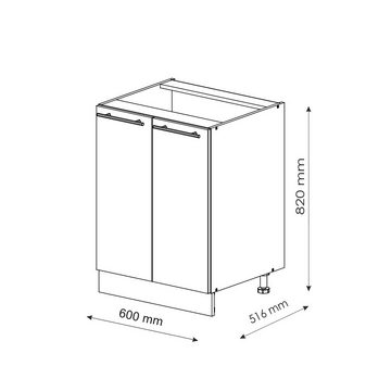 Vicco Unterschrank Küchenschrank 60 cm FAME-LINE Anthrazit Weiß Hochglanz