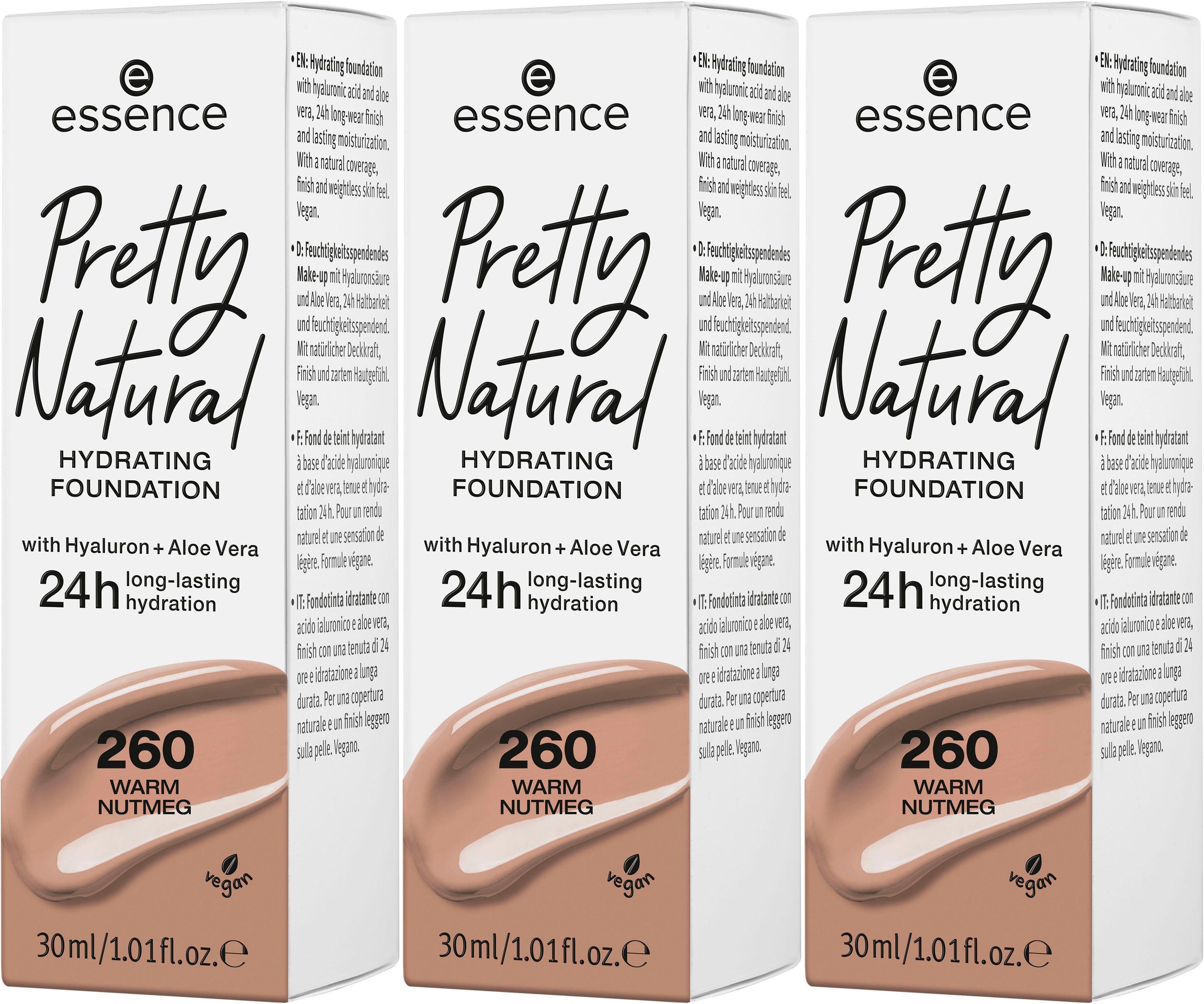 Essence Foundation Pretty Natural HYDRATING, Warm Nutmeg 3-tlg
