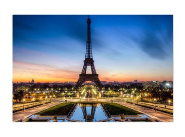 wandmotiv24 Leinwandbild Eiffelturm bei Nacht Frankreich, Städte (1 St), Wandbild, Wanddeko, Leinwandbilder in versch. Größen