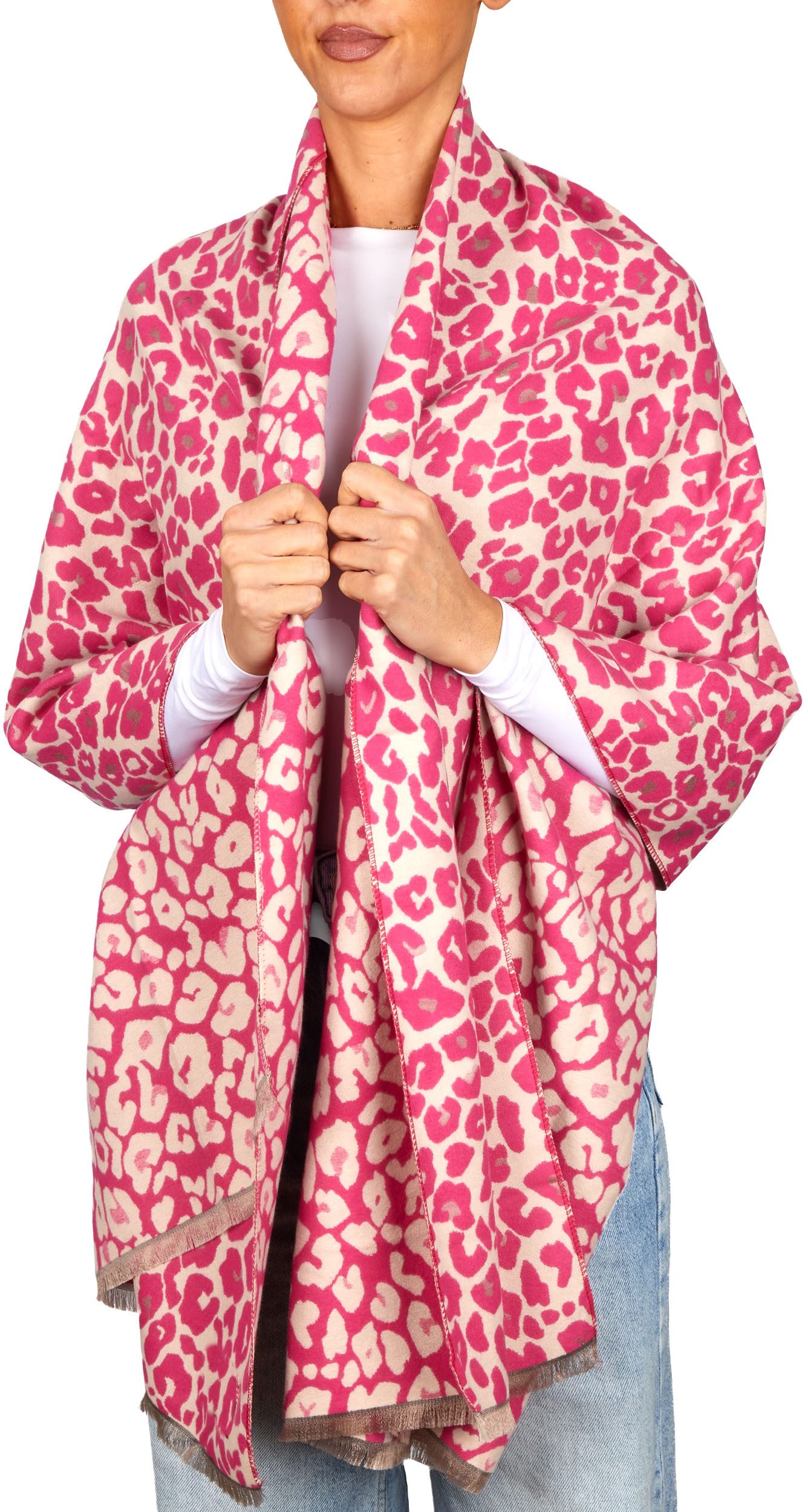 BRUBAKER Schal Cashmirillo Damen Schal mit Leoparden Muster - 70 x 200 cm, (Herbstschal Winterschal mit weichem Kaschmir-Gefühl, 1-St), Warm, Kuschelig und Oversized - Leo Damenschal für Herbst und Winter