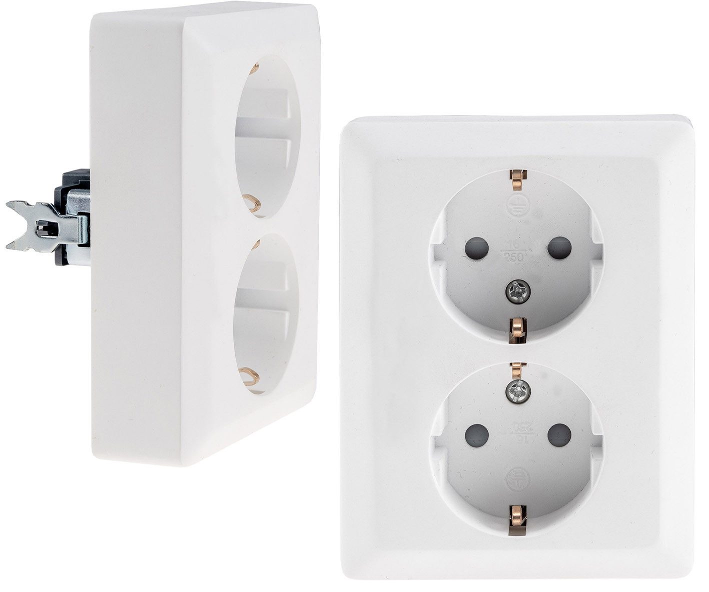 ChiliTec Unterputz-Steckdose MILOS Serie weiss matt Rahmen, Taster, Dosen