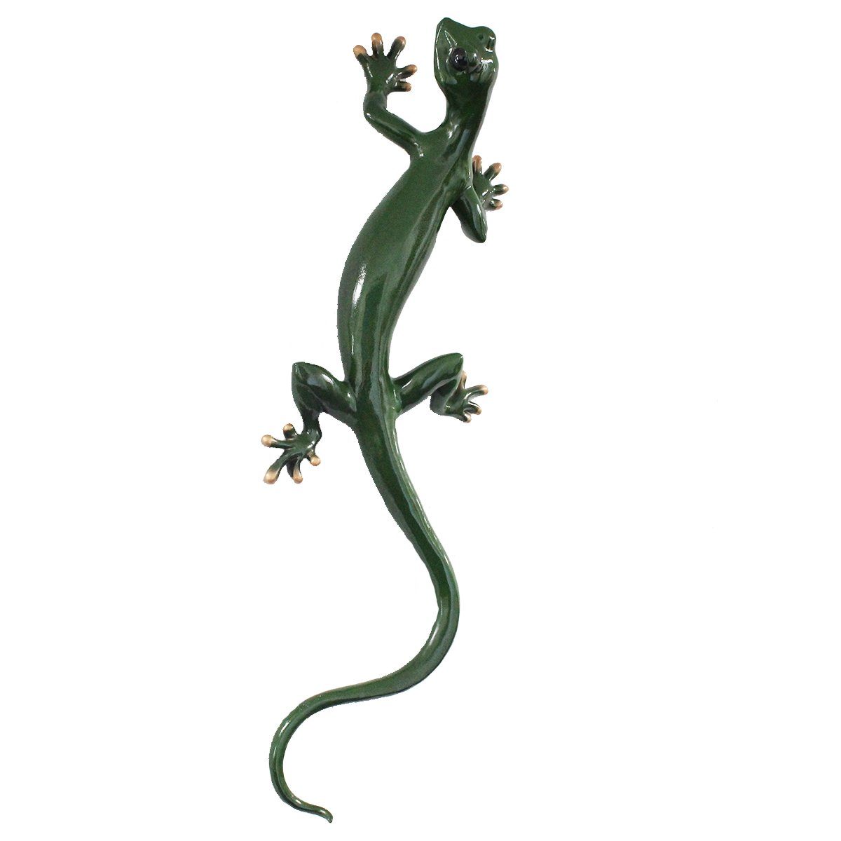 colourliving Gartenfigur Deko Salamander XL Figur grüne Echse Tierfigur Reptil Figur Wanddeko, Handbemalt, glänzende Oberfläche, Wanddeko