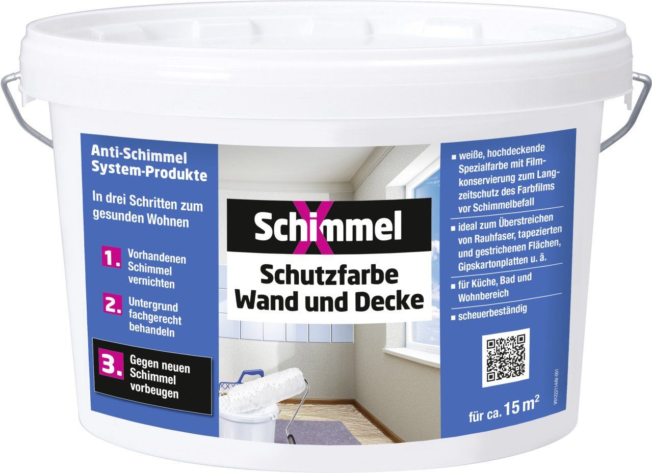 Schimmel X Schimmel-X Schutzfarbe Wand und Decke 2,5 L weiß Schimmelentferner