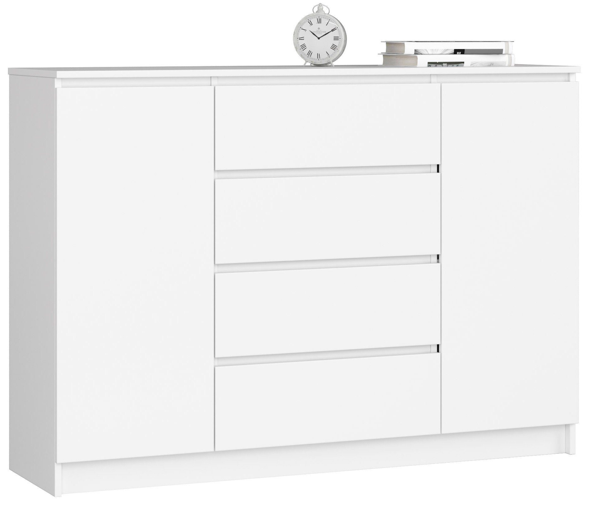 Raumhirsch Furniture Kommode mit 4 Schubladen, zwei Schranktüren, 138 cm breit Holz Schrank, (viele Farbvarianten - Maße: 138 x 99 x 40 cm) - Hochwertig & stabil