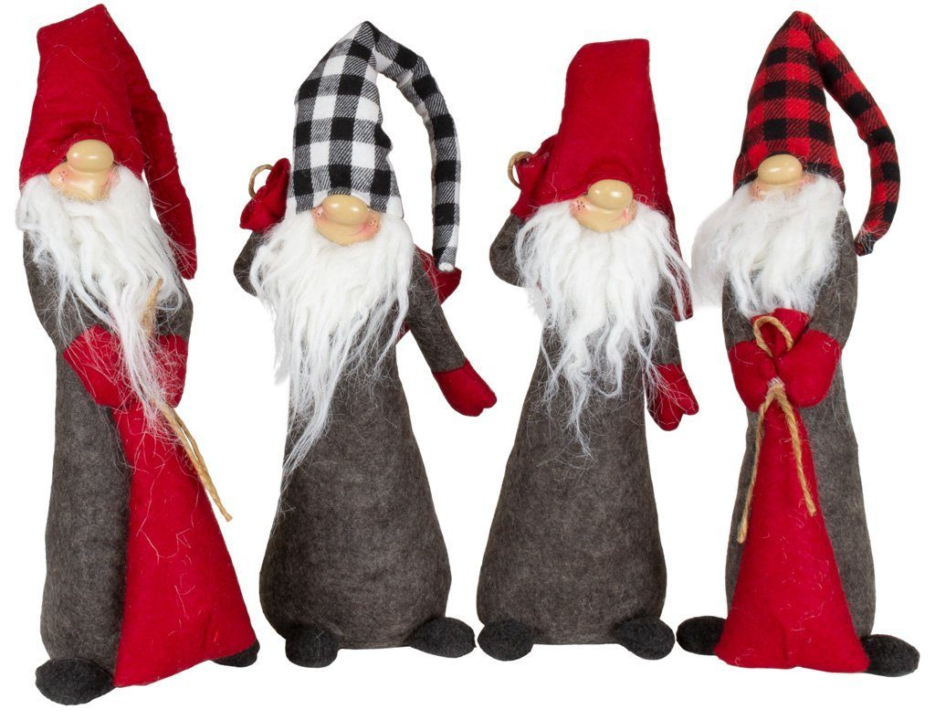 Christmas Paradise Weihnachtsfigur stehender Wichtel 30cm (44cm) (Weihnachtswichtel, 4 St., im Set), verschieden farbige Gnome, 4 Designs, Weihnachtsdeko