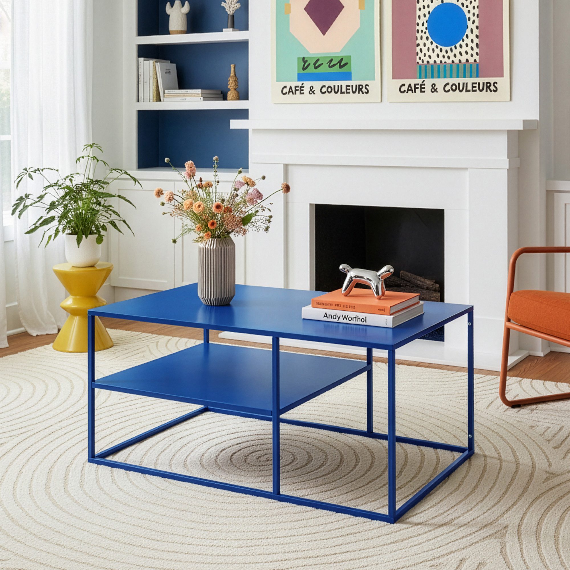 en.casa Couchtisch, »Solund« Beistelltisch Stahl 45x90x60 cm Dunkelblau