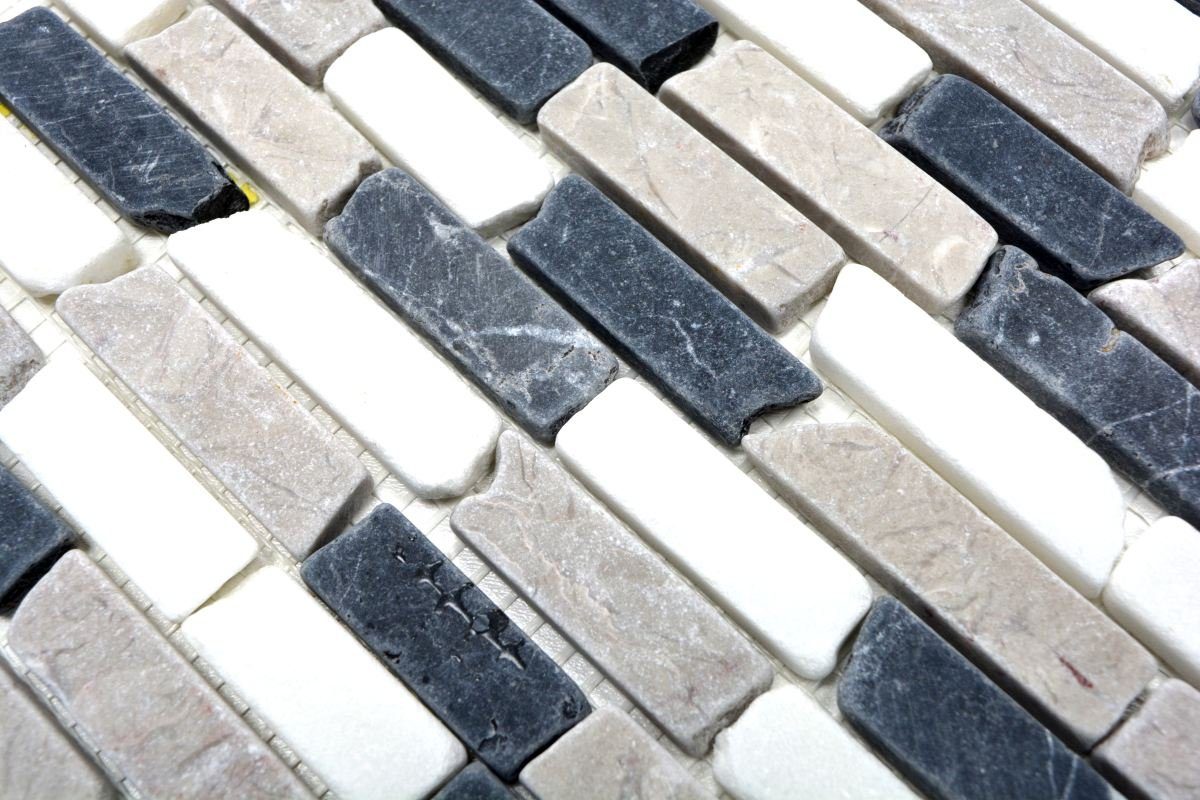 Mosani Mosaikfliesen Mosaik Marmor Naturstein Bad beige Verbund grau schwarz Brick