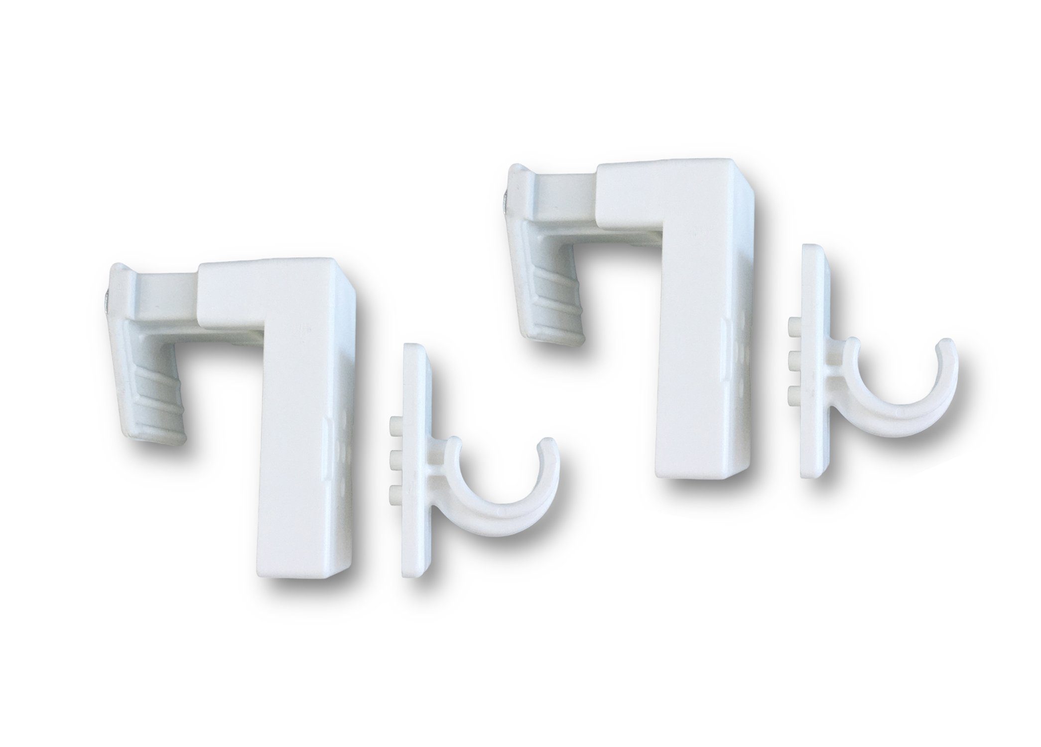 nodeko Klemmhalter für Gardinenstangen Klemmträger für Scheibengardinenstangen, für Cafégarnituren Ø 12 mm, (Set á 2 Klemmhalter + 2 Träger), sowohl seitlich als auch oben am Fensterrahmen verwendbar