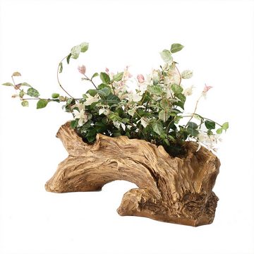 DOPWii Blumentopf Künstliches Treibholz Sukkulenten Pflanzgefäß, Harz Stumpf Skulptur, rustikal Pflanzgefäß mit Entwässerungsloch, 32,5*15*11cm