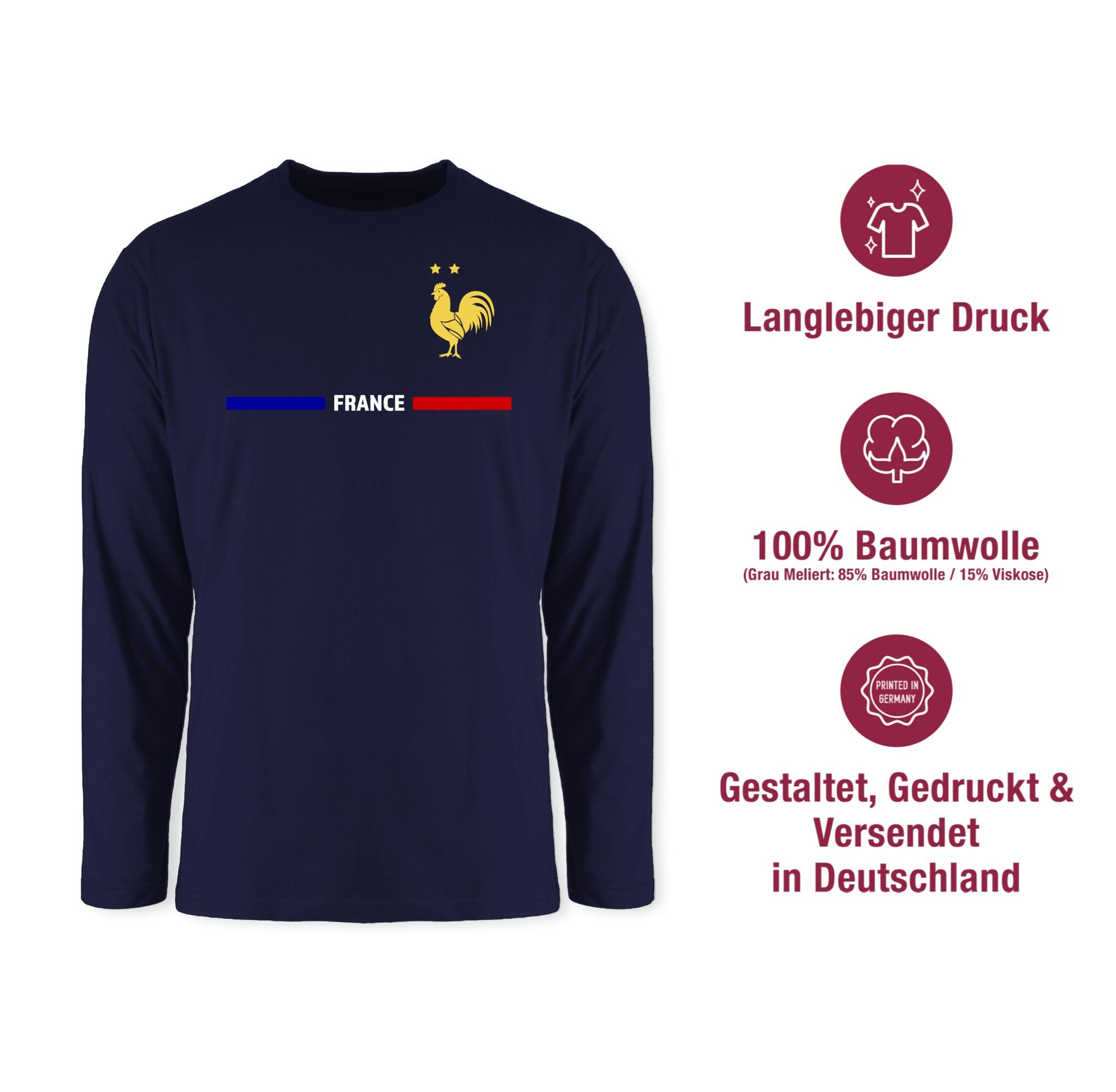 Shirtracer Rundhalsshirt Frankreich Trikot Wappen, France mit Stolz, Französisches Fan-Motiv 2026 Fussball WM Fanartikel