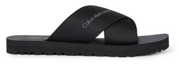 Calvin Klein Jeans CROSS SANDAL SLIPON RP IN BTW Pantolette, Sommerschuh, Schlappen, Poolslides, mit Kreuzbandage