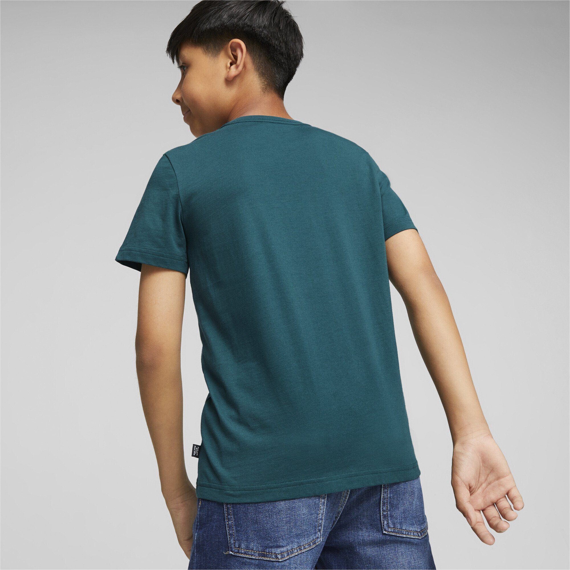 PUMA Trainingsshirt Essentials+ Two-Tone Logo T-Shirt Green Jungen Malachite