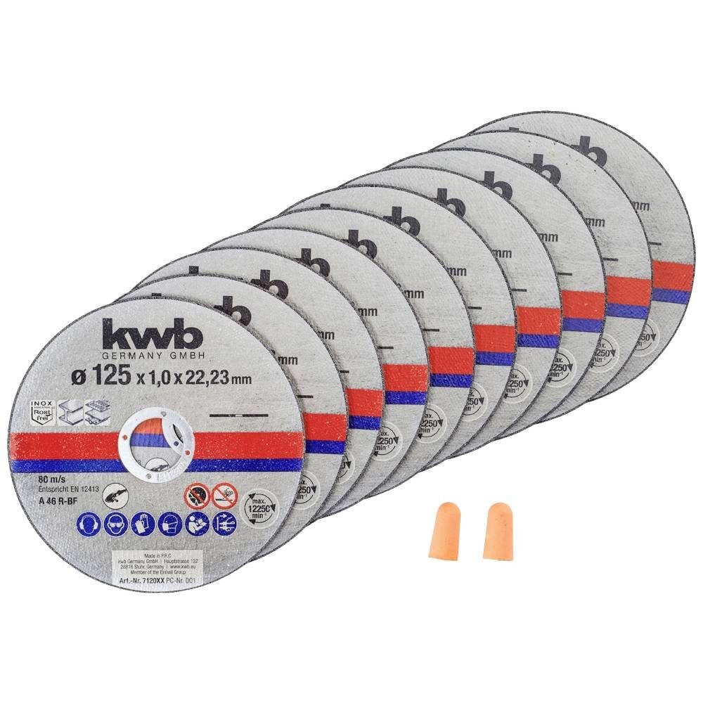 kwb Trennscheibe Trennscheiben Dünn Winkelschleifer 125 mm, , mit  Aufbewahrungsdose, 1 Paar Gehörschutzstöpsel gratis