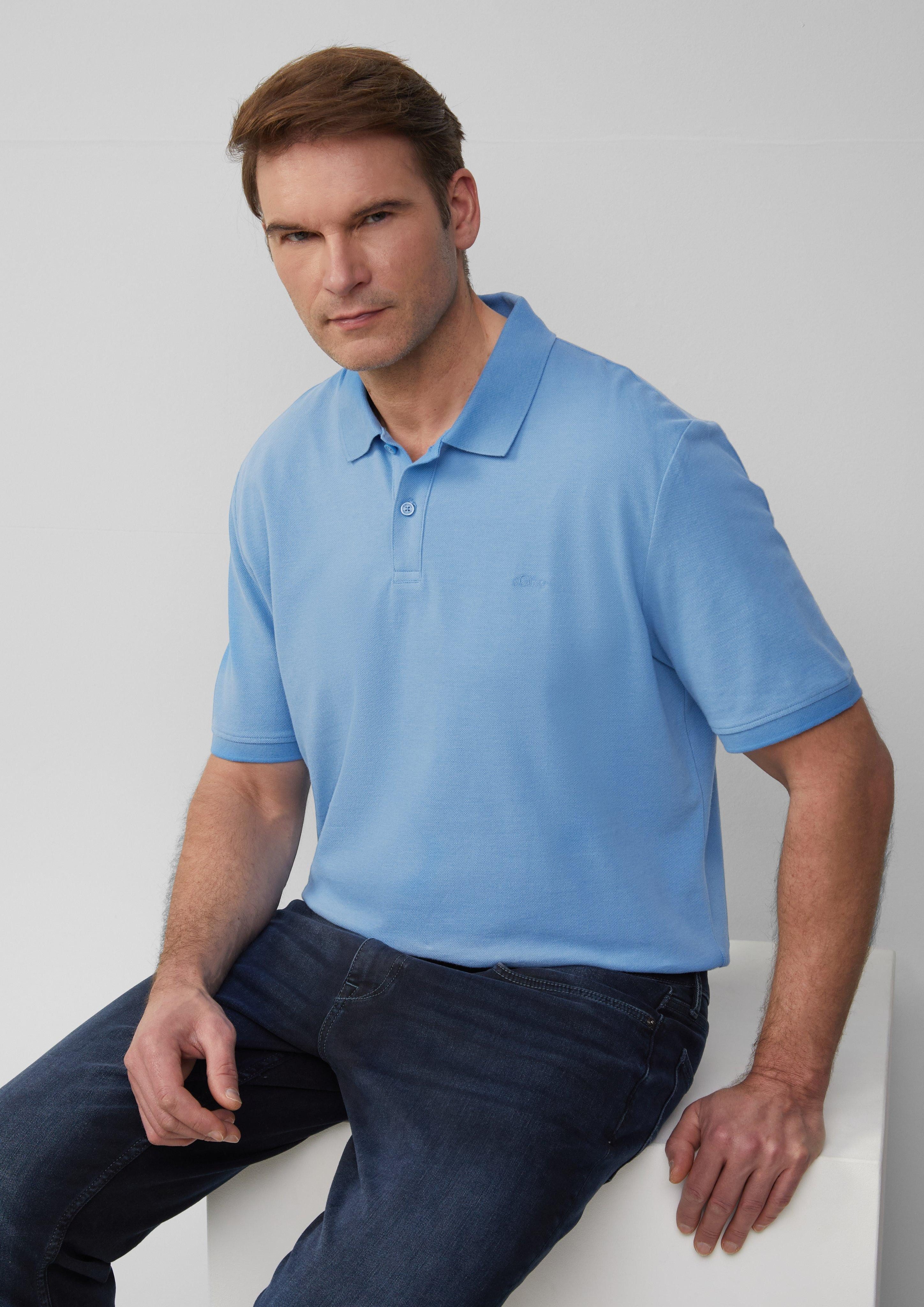 s.Oliver Kurzarmshirt Poloshirt mit Logo-Stickerei Logo günstig online kaufen