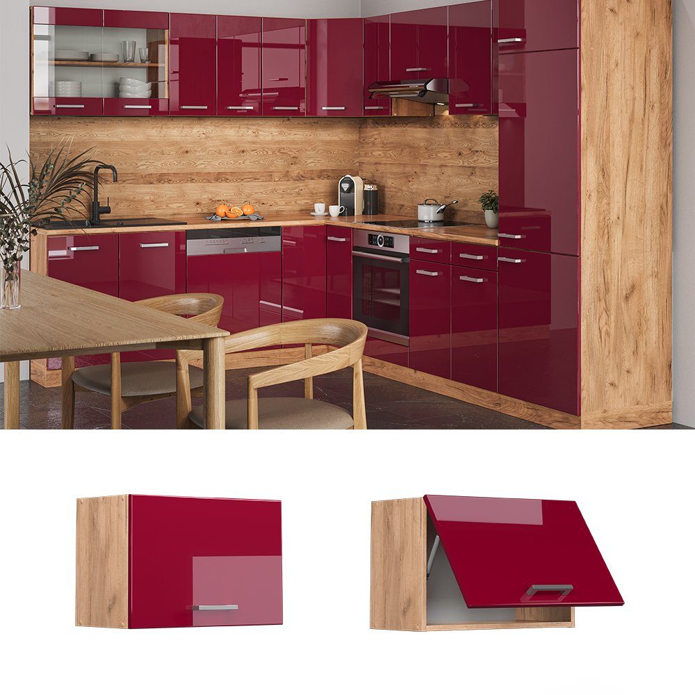 Vicco Hängeschrank R-Line, Bordeaux Hochglanz/Goldkraft Eiche, günstig online kaufen