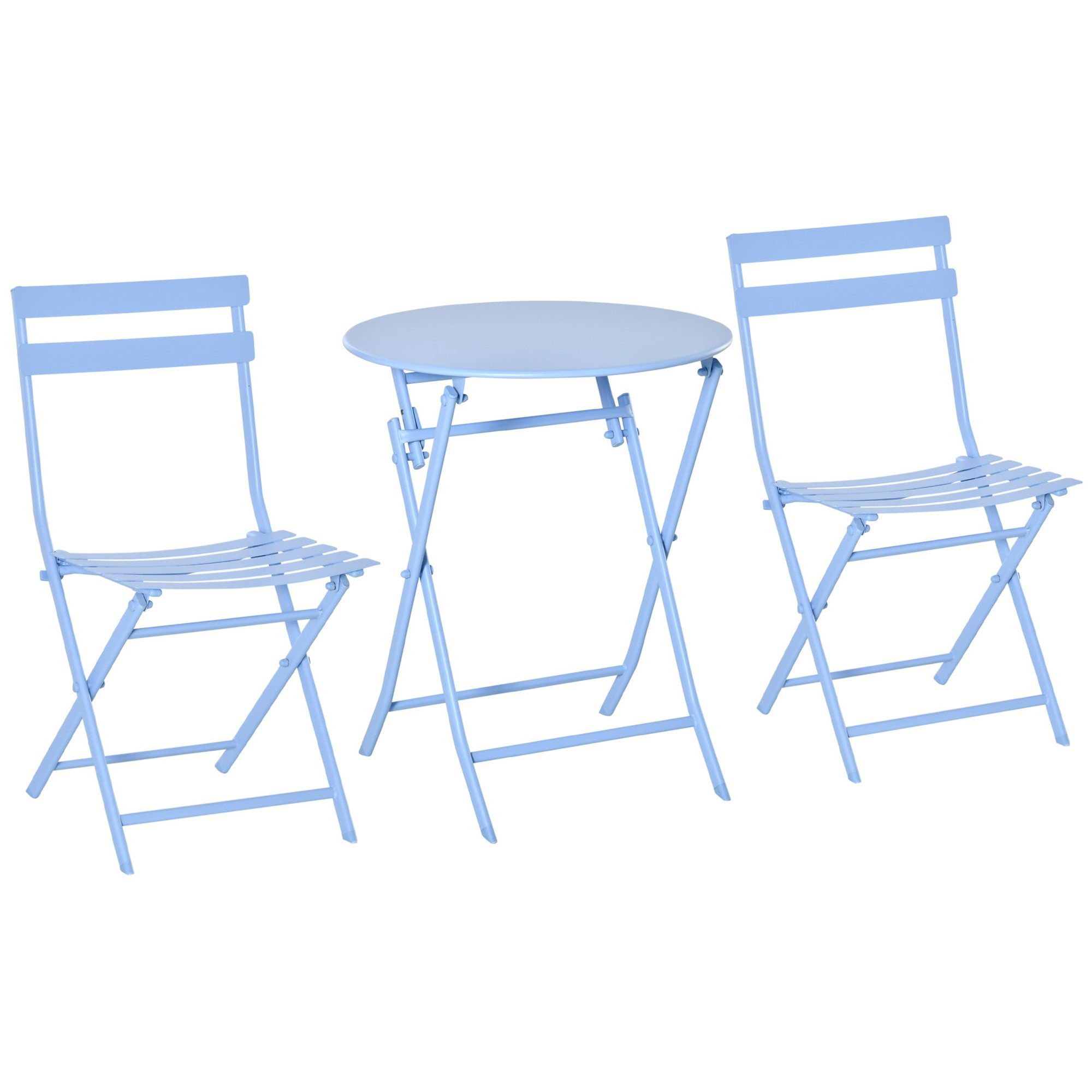 Sitzgruppe im Gartenmöbel-Set kompaktem hellblau Design Outsunny