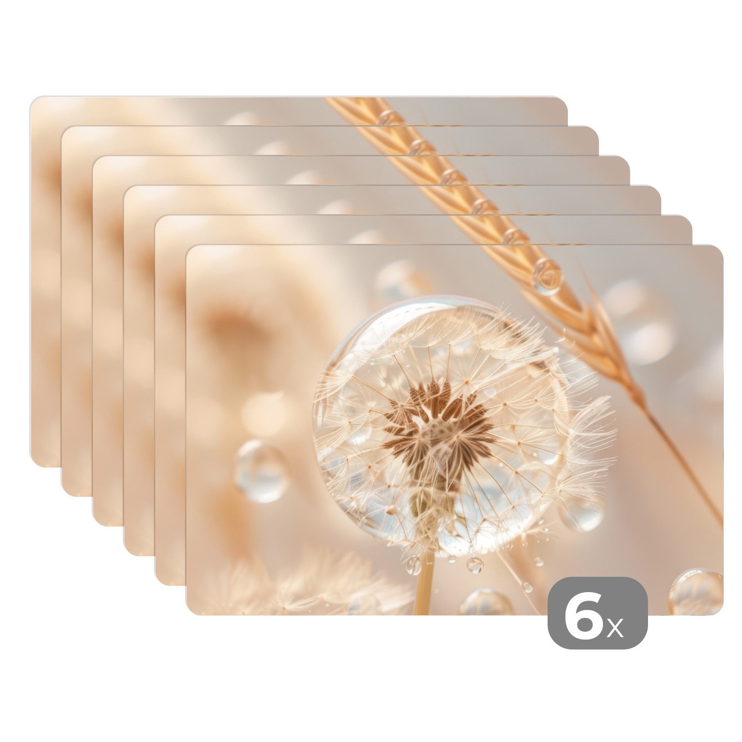 MuchoWow Platzset Löwenzahn - Wasser - Natur - Stillleben - Modern, (6-St), günstig online kaufen