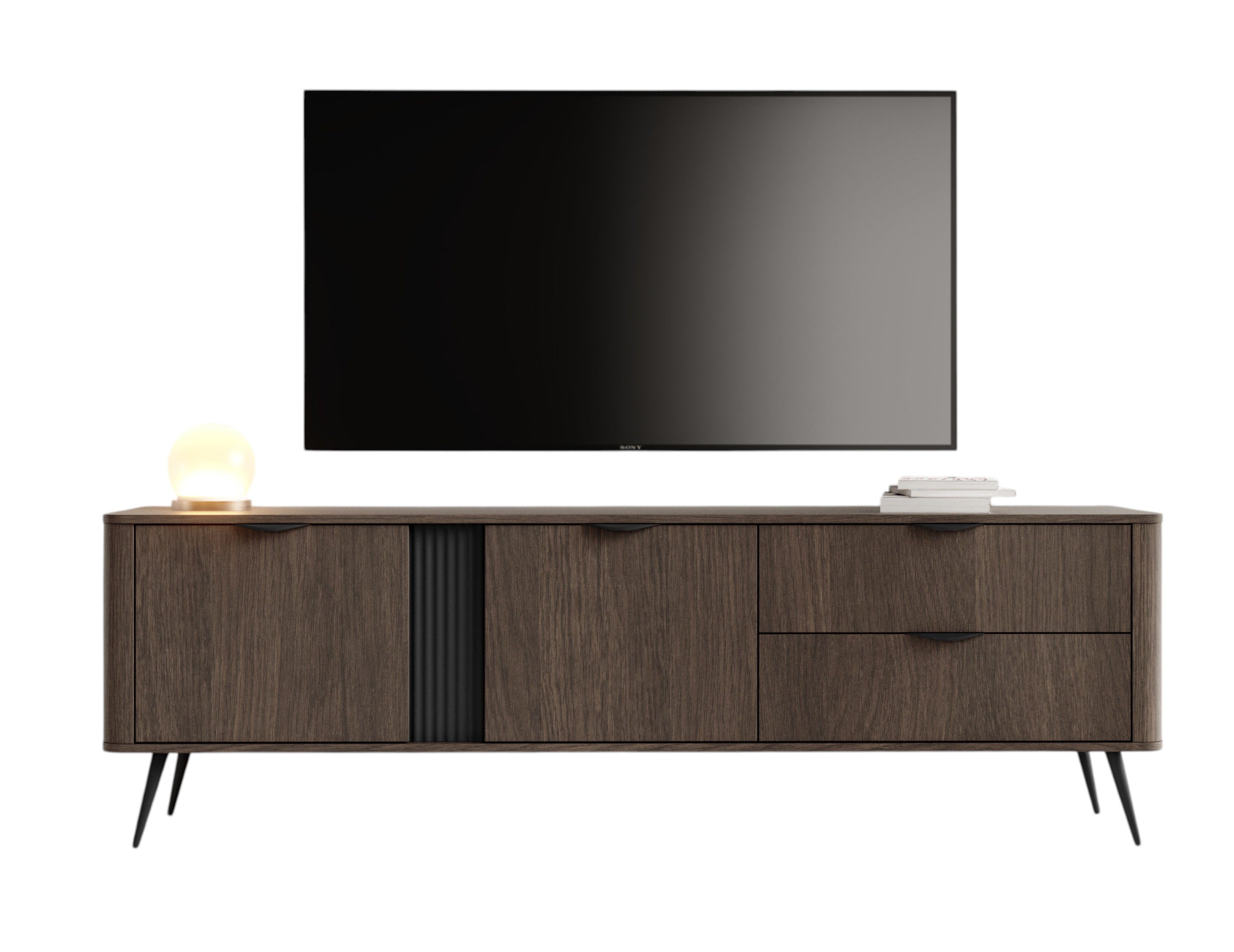 Compleo TV-Schrank mit 2 Schubladen, TV Lowboard eiche dunin, MetallFuße, J günstig online kaufen