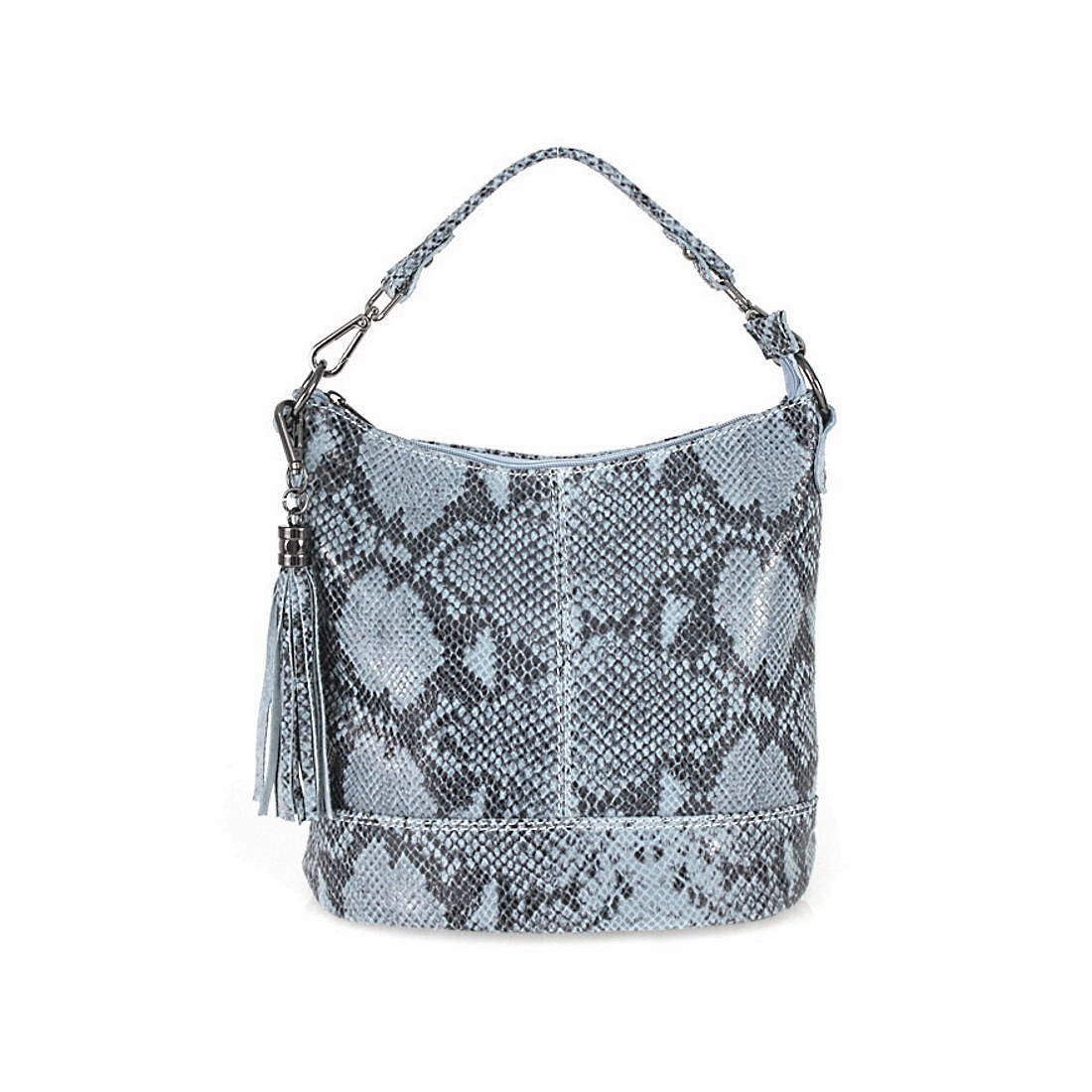 ITALYSHOP24 Schultertasche »Made in Italy Damen Leder Tasche Shopper«, mit Schlangen  Muster, als CrossOver, Umhängetasche tragbar