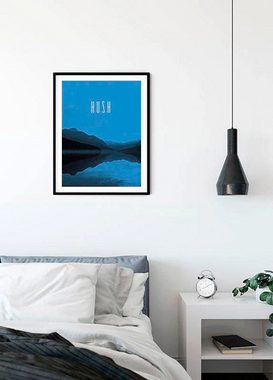 Komar Poster Word Lake Hush Blue, Natur (1 St), Kinderzimmer, Schlafzimmer, Wohnzimmer