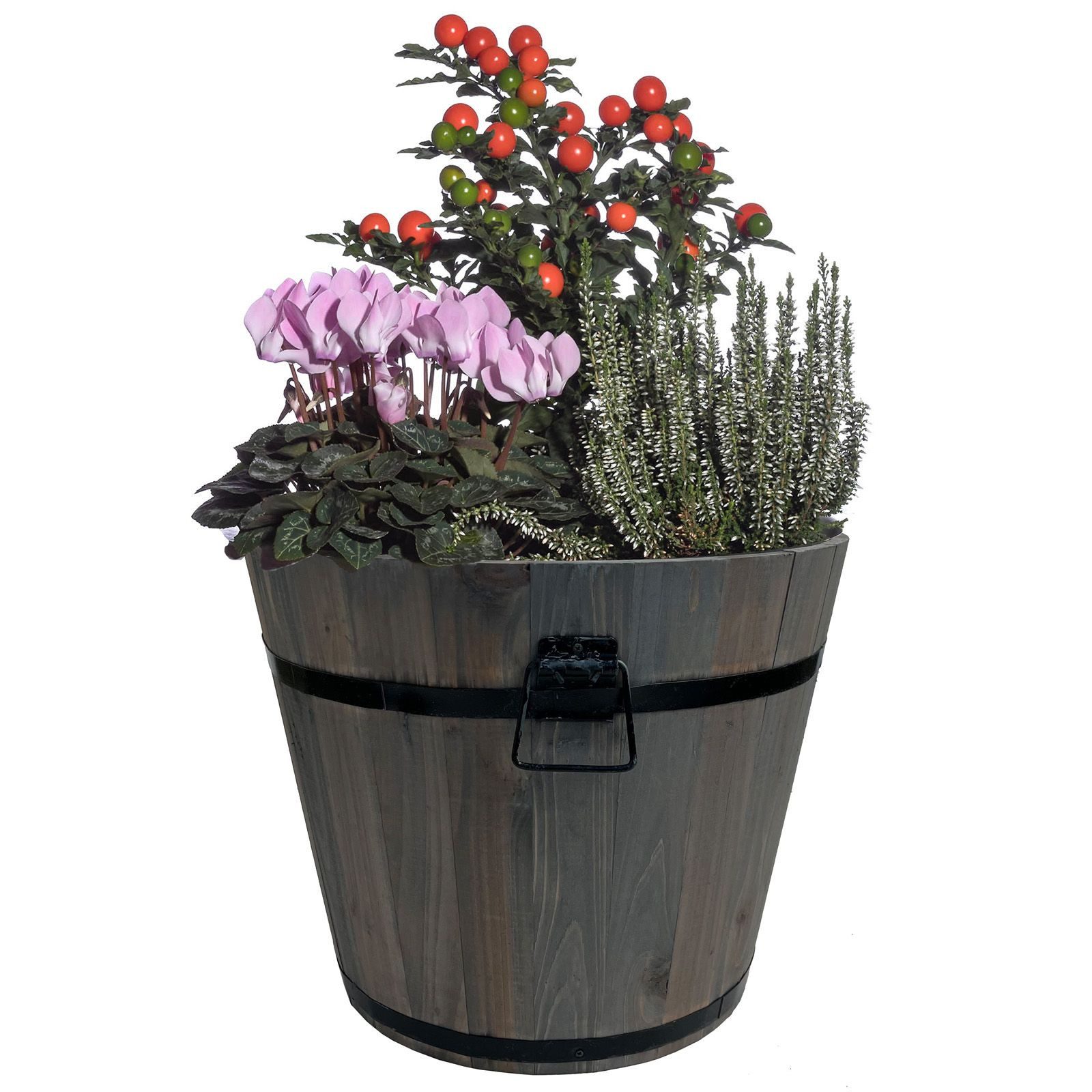 BURI Pflanzkübel Holz Pflanzkasten Kräuterbeet Blumentopf Shabby Look Größe S 19,5cm
