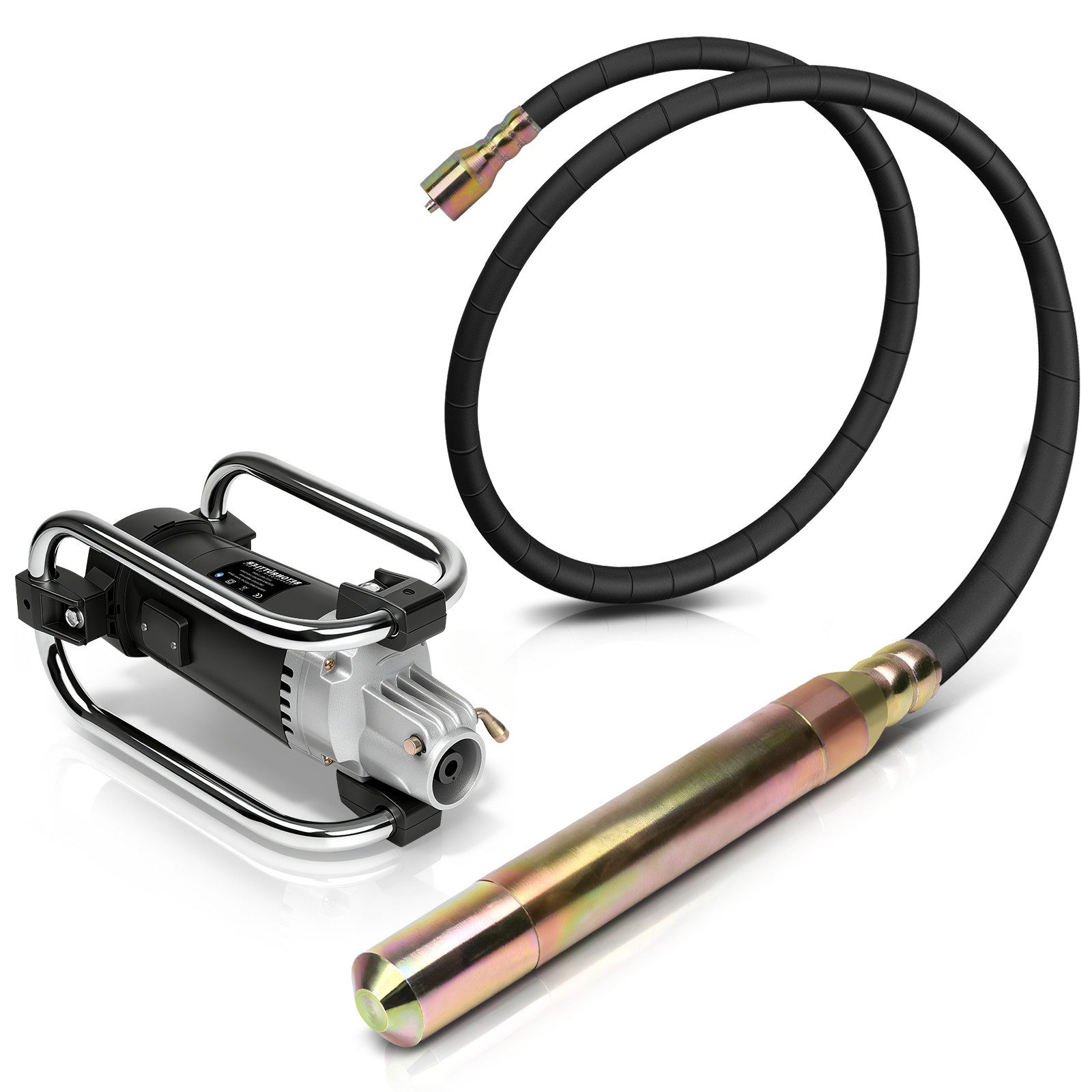 XERSEK Бетономешалки 3200W Betonrüttler mit 50mm Schwingkopf Flexwelle, 6800rpm Handrüttler, Electric Betonvibrator, inkl. Stoßfest Rahmen, Isoliertes Alu-Gehäuse