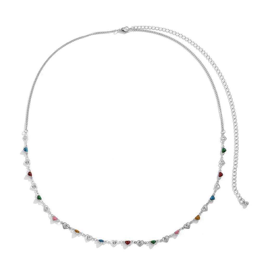 Kette Damenschmuck Halskette Farben Körper gemischte einfache Charm-Kette LAKKEC Silber Taille