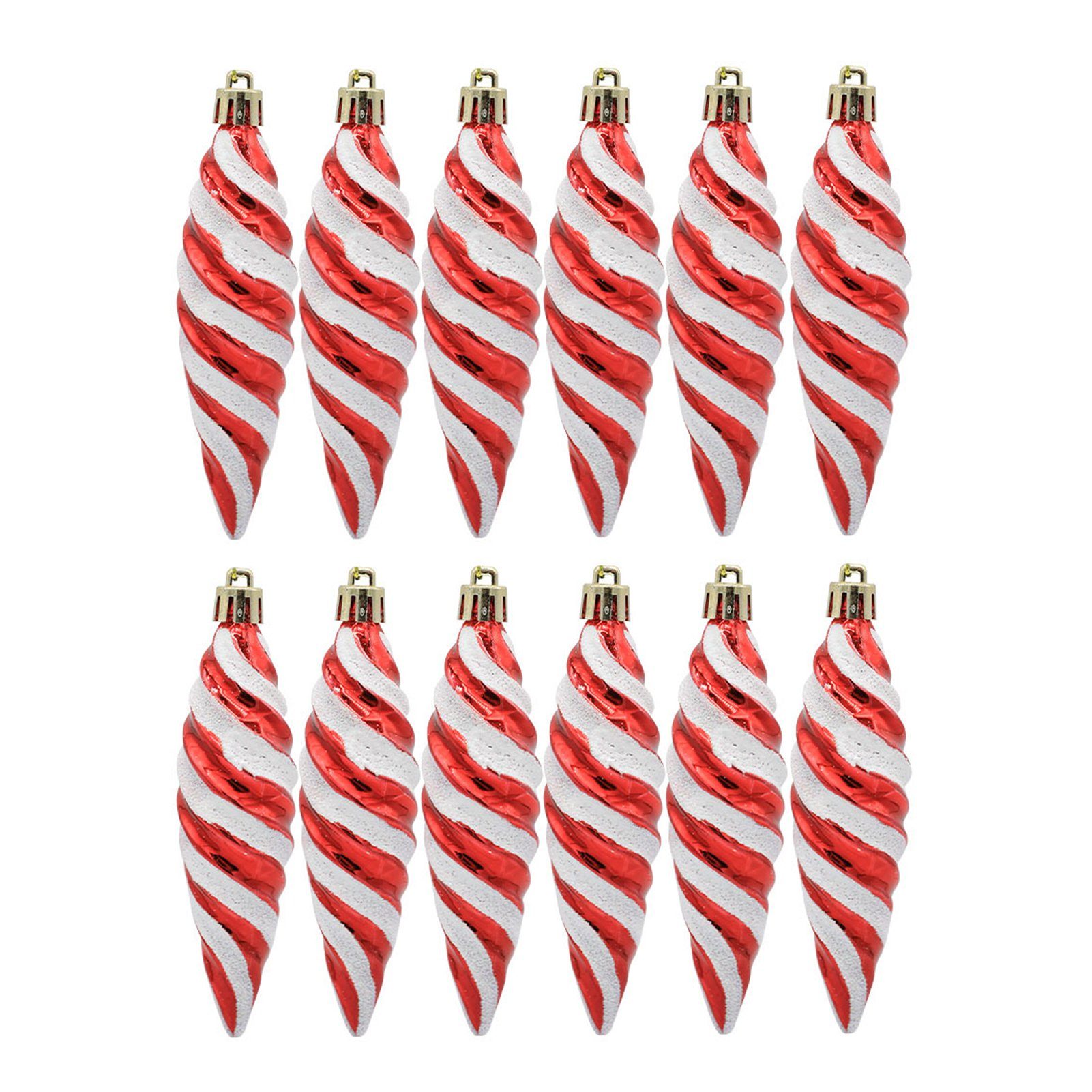 Dekohänger Stück Hängedekoration 12 (Bemalte Spitzer Spiralfaden Leuchtende Spiralanhänger Farben) mit Rot Weihnachtsbaum-Anhänger Schlüsselbändern Rutaqian