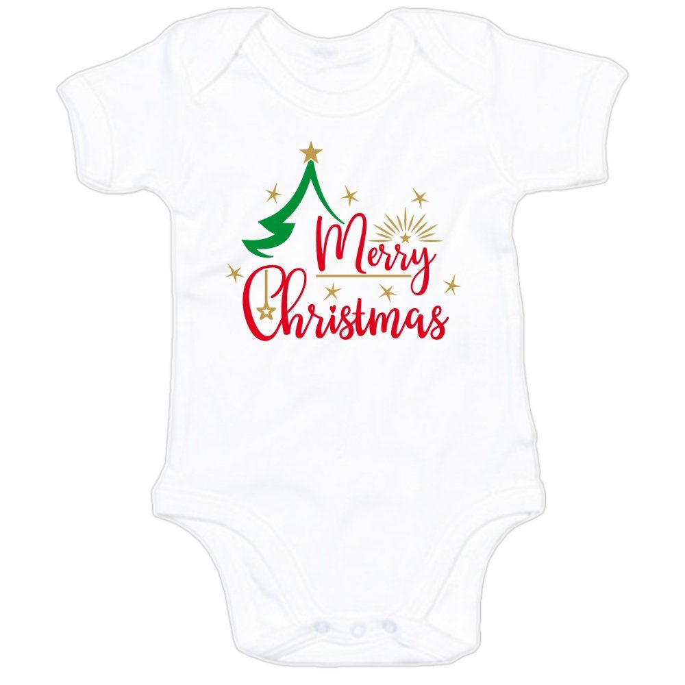 G-graphics Kurzarmbody Merry Christmas Baby Body mit Spruch / Motiv / Aufdruck • mit Weihnachtsmotiv